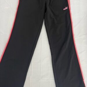 Puma Black Track Pants with Bright Pink Side Panels